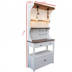 Wooden cupboard, 2 side slots, with 2 drawers, a hanger and light white color No.: 000351