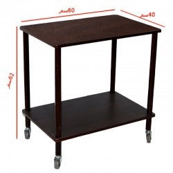 Brown Wooden Serving Trolley with Rectangular Tires No.: 20013