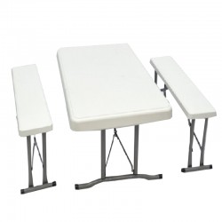 طقم طاولة فايبر مستطيل قابلة للطي مع 2 كرسي مقاس: 105*64سم أبيض رقم: 10761
