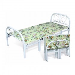 White multi-patterned iron bed, size 190 * 90 cm, foldable No. 9B1