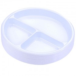   Plastic Plates , White circular - NO 22 - 4 divider - 50 piece