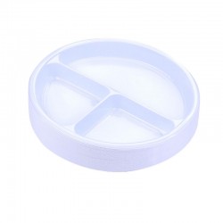   Plastic Plates , White circular - NO 18 - 4 divider - 50 piece