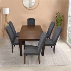 طاولة طعام خشبية مع 6 كرسي - لون بني- رقمSFD20019