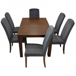 طاولة طعام خشبية مع 6 كرسي - لون بني- رقمSFD20019