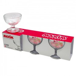 A set of glasses - MAXIM - rose embossed ice cream with a chair, 3 pieces, Mas No. 8372