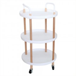 Plastic serving cart 3 roles with white circular wheels No. 776230