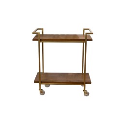 Wooden serving cart, rectangular iron structure, 2 roles, with wheels No. 2020G