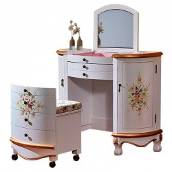 Luxurious wood dresser with chair