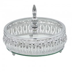 Glass Canister Set With Silver Metal Decoration No. 521888