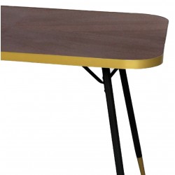 Burnt brown wooden dining table with golden edges 120 * 80