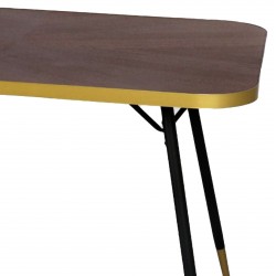 Burnt brown wooden dining table with golden edges 120 * 80