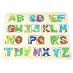  An educational wood puzzle for children, teaching the English alphabet
